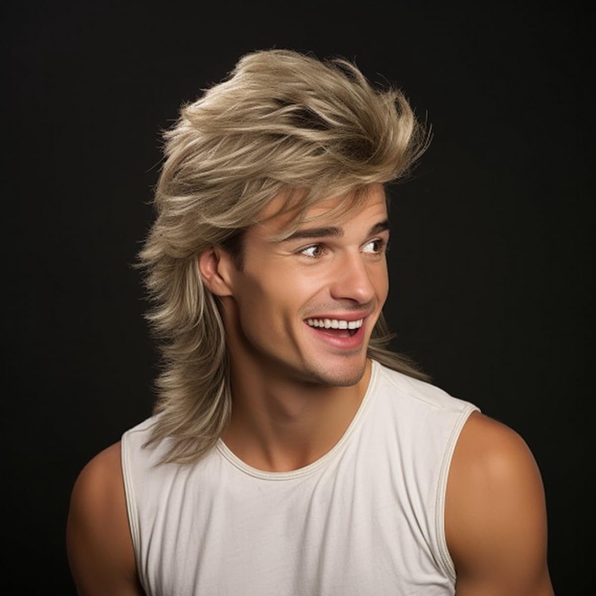 BERRYLION Mullet Wig - Adult Funny Wig for Men - Pop Rock & 70S/80S Style (Ginger)