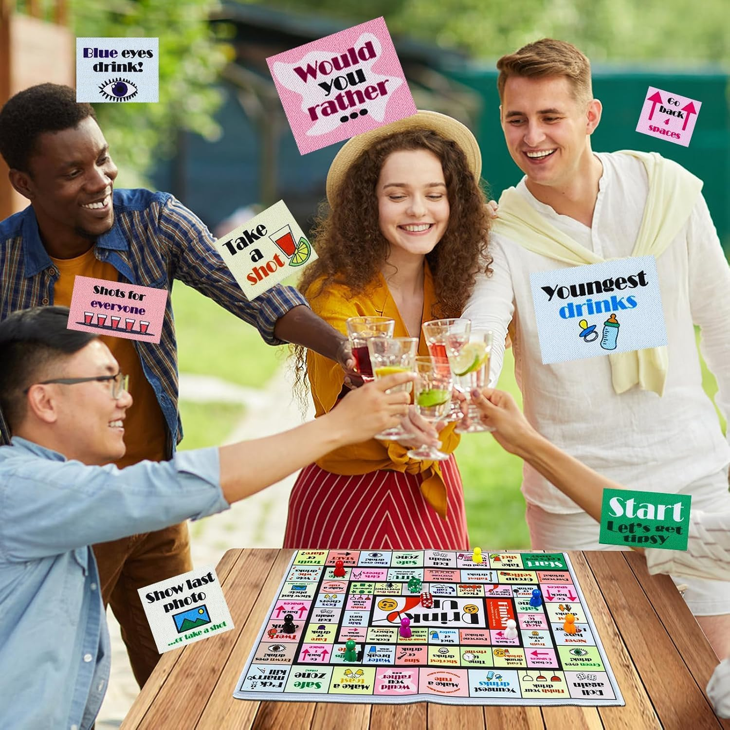 Drinking Board Games for Adults, Rubber Mat Drinking Board Game, Funny Party Interactive Games for Game Night, Birthday, Family Play or Any Occasion, Age 21+, 2-8 Players image number 3