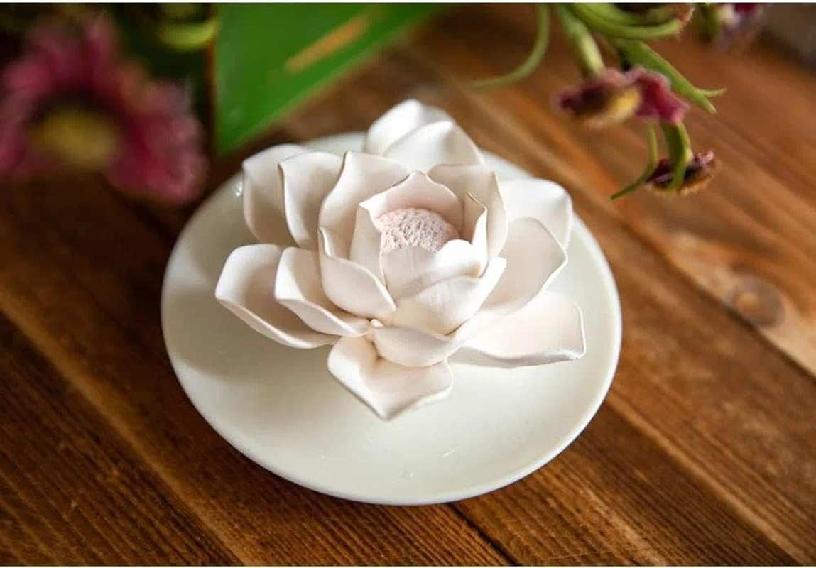 Essential Oil Diffuser, Ceramic Flower Aroma Diffuser for Small Spaces, Waterless and Non-Electric, Gentle Fragrance Diffuser, Suitable for Desk, Office, Bathroom, Bedroom - CRFY image number 4