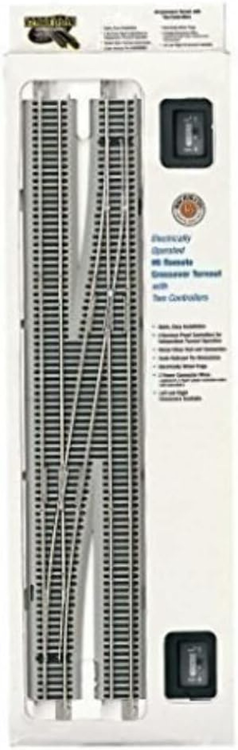 Bachmann Trains - Snap-Fit E-Z Track #6 Remote Crossover Turnout - Right (1/Box) - Nickel Silver Rail with Gray Roadbed - HO Scale image number 1