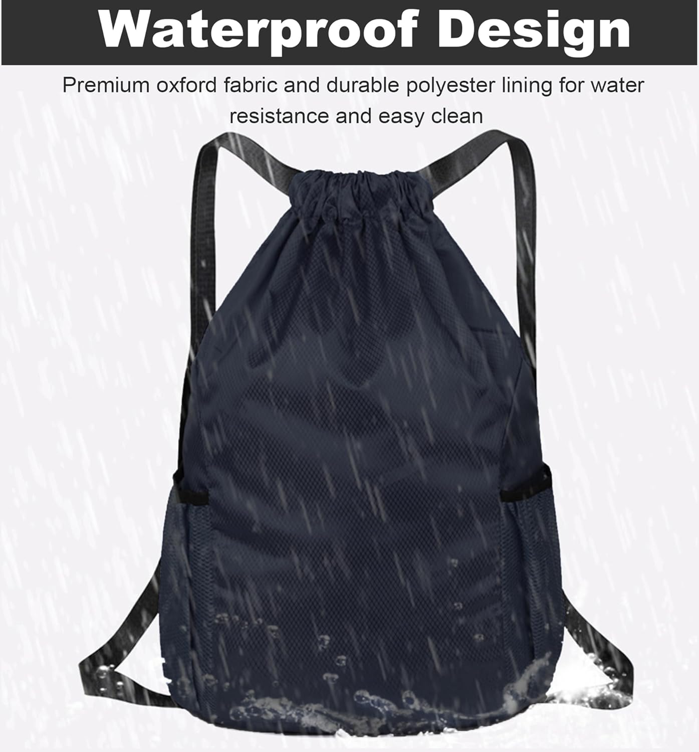 KANGSIT Drawstring Bag, Swim PE Bags Drawstring Gym Bag for Kids Adults, Waterproof Swimming Sports Bag for School Sports Swimming Gym Travel Unisex Gym Bag - Blue image number 7