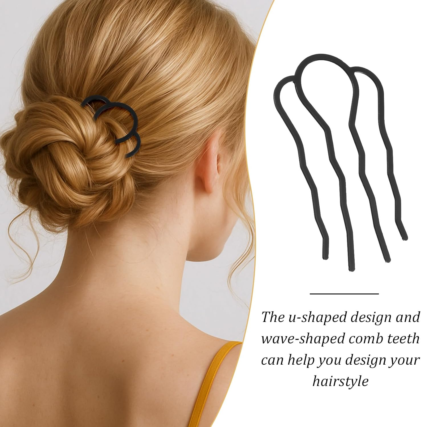 Heclia Pack of 8 U-Shaped Metal Hair Forks for Updo Bun French Twists Non-Slip Hair Accessories for Women Girls for Thick Fine Hair Weddings Everyday Elegant French Hair Comb image number 4