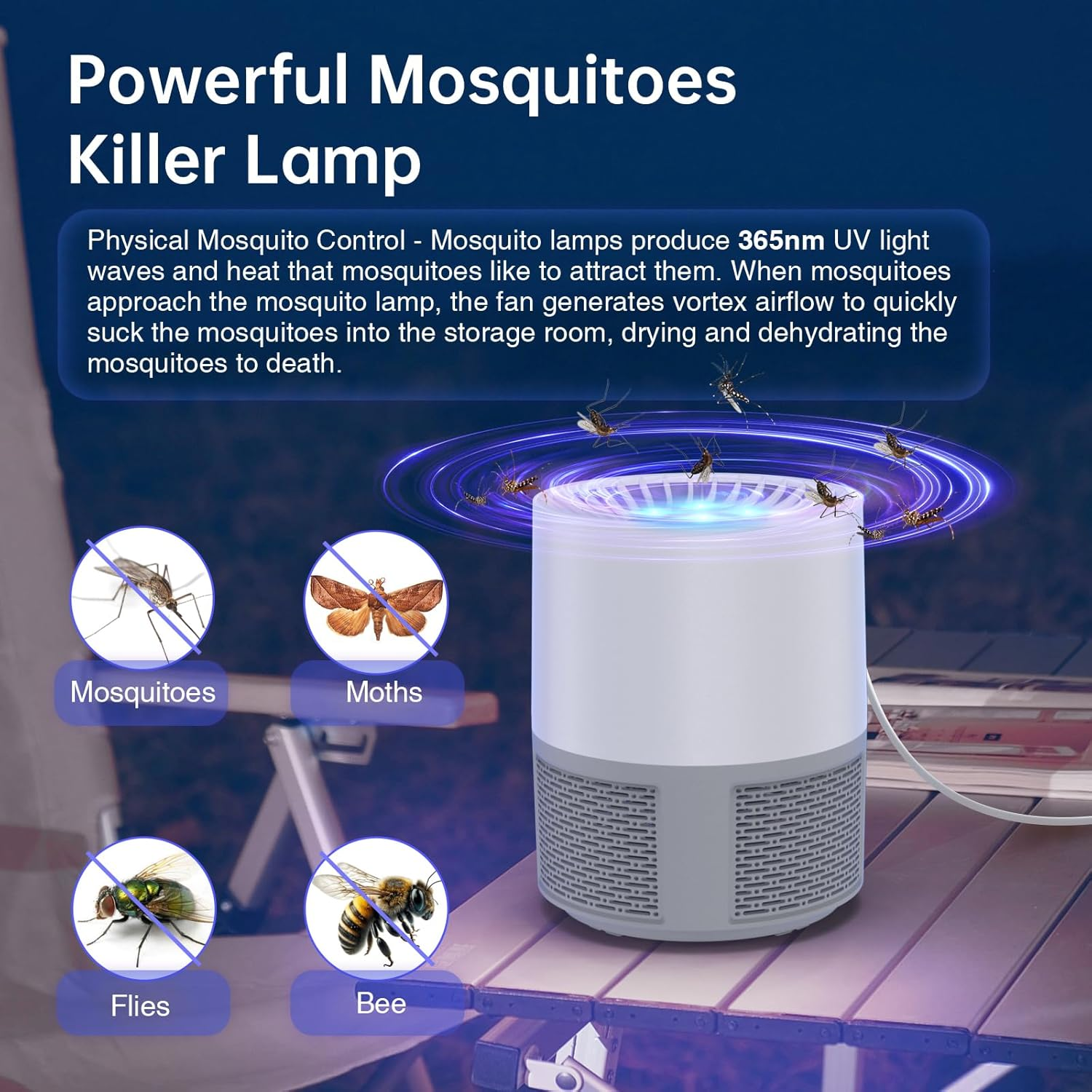 Mosquito Killer Lamp, Efficient Bug Zapper Electric Fly Zapper, Electric Fly Killer Fly Catcher Fly Traps for Home Use, Insect Killer Fruit Fly Trap Indoor Outdoor for Home image number 3