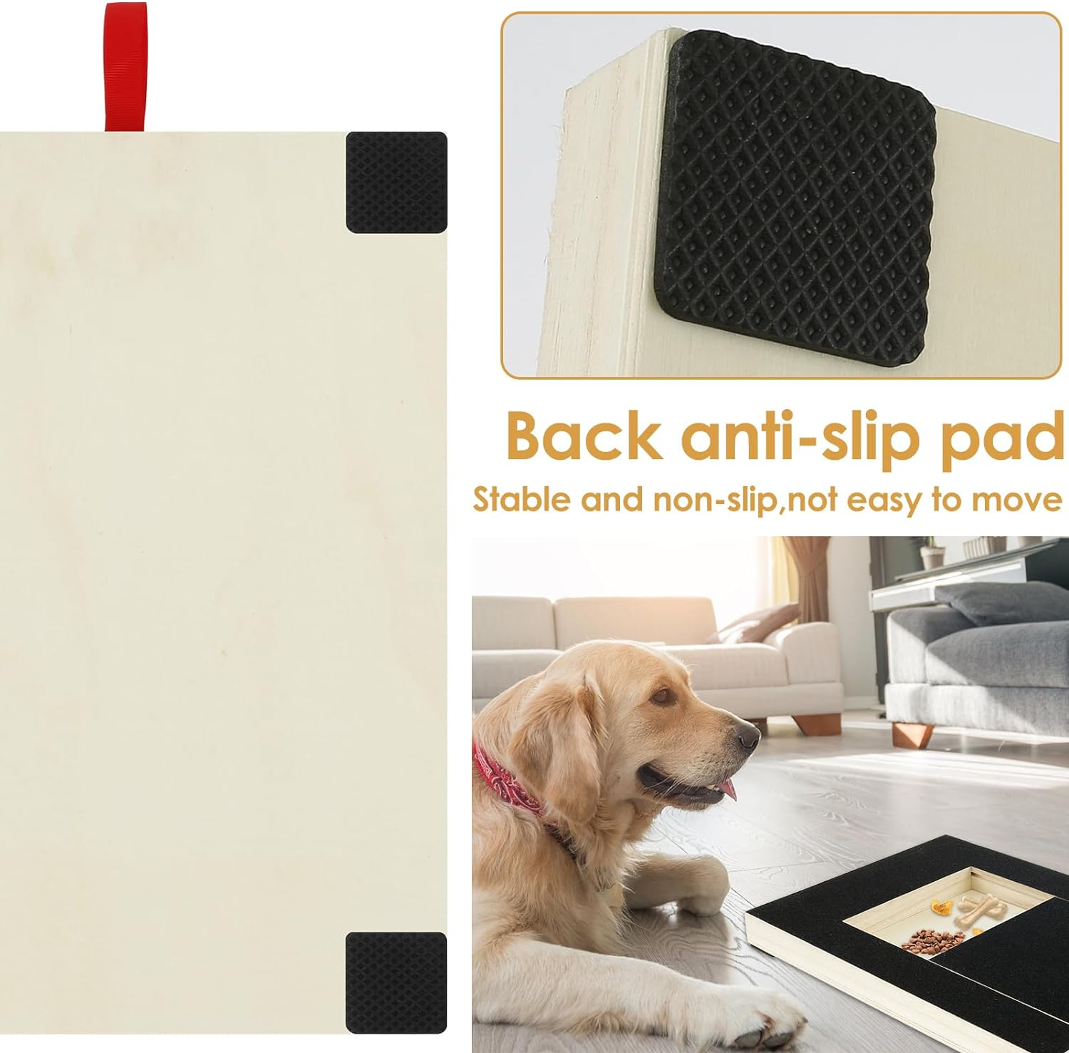 Dog Nail Scratch Pad,Wooden Dog Nail File Board with Built-In Snack Box,Sandpaper Puppy Nail Grinding Pad for Sensitive Dog Puppy Cat,Sturdy Dog Paws Scratchboard for Small and Medium Dogs (E) image number 1