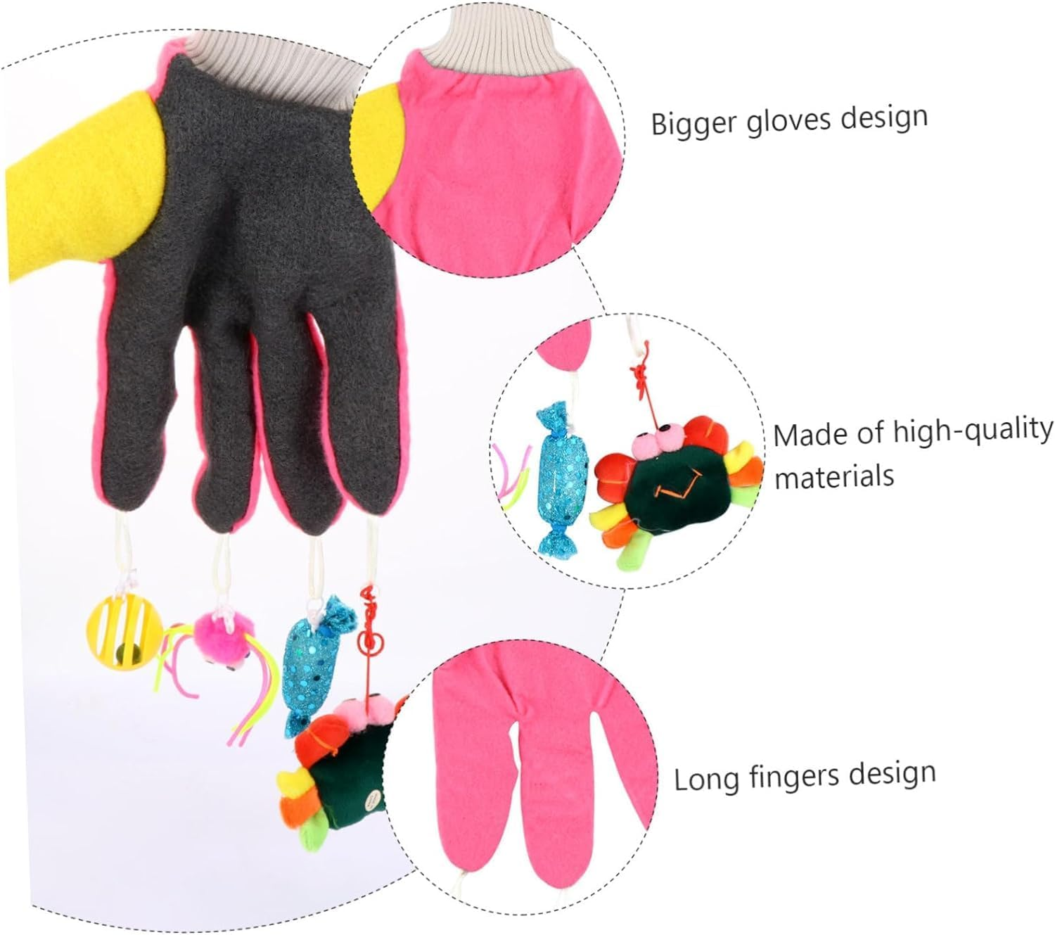 Toys 3 Pcs Funny Cat Gloves Small Cat Catnip Kitten for Indoor Cats Cat Teaser Glove Kitten Teaser Ball Pet Kittens Teaser Non-Woven Fabric Pet Teaser Gloves Cat Toys image number 1