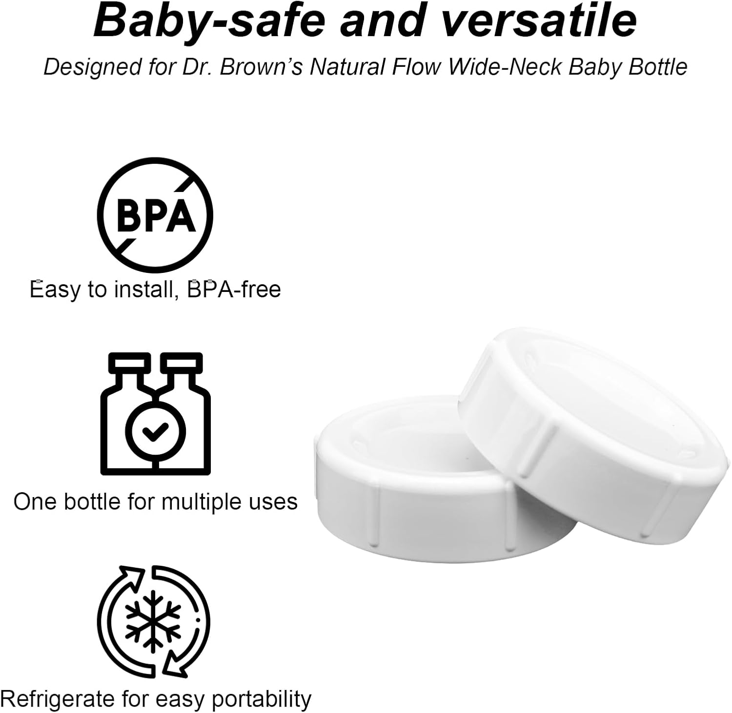 6Pcs Baby Bottle Caps for Dr Brown, Bpa-Free Baby Bottle Lids for Travel and Storage Replacement Parts Compatible with Dr. Brown&rsquo;S Natural Flow Wide-Neck image number 6