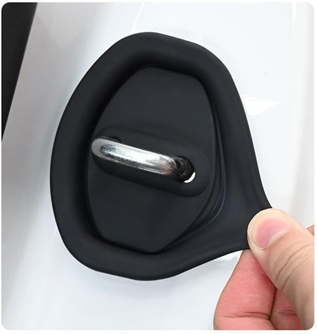 Car Door Latch Protective Cover, Vehicle Doors Locks Guard Stopper Set, Door Lock Protective Cover for Car (White) - White image number 3