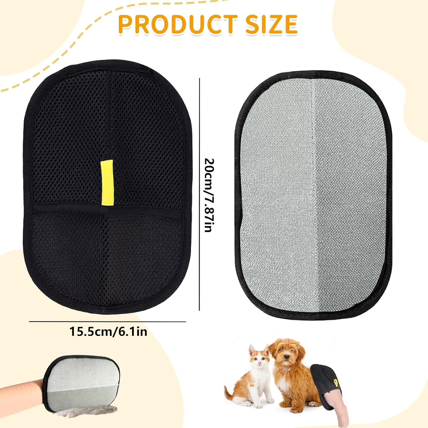 ZZRSYJ Pet Hair Remover Glove, Pack of 2 Pet Hair Removal Glove, Fur Magnet Glove, Cat Gloves Fur Care, Glove for Removing Cat Hair for Clothes, Sofas, Beds image number 4