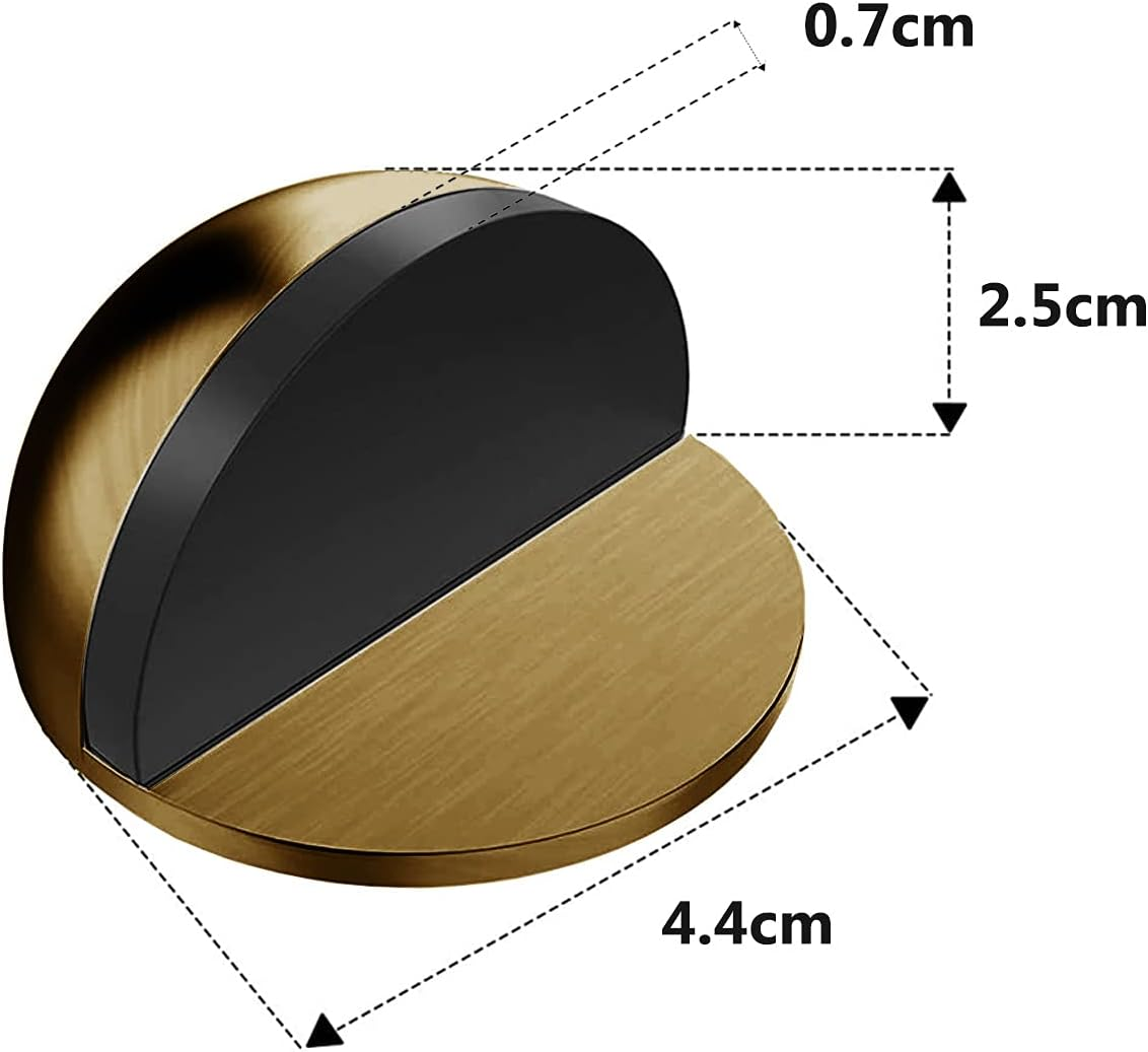 Floor Door Stopper Stainless Steel, 4 Pack Oval Floor Mounted Door Stops with Screws and Glues Fit Most Door Brass - Brass image number 6