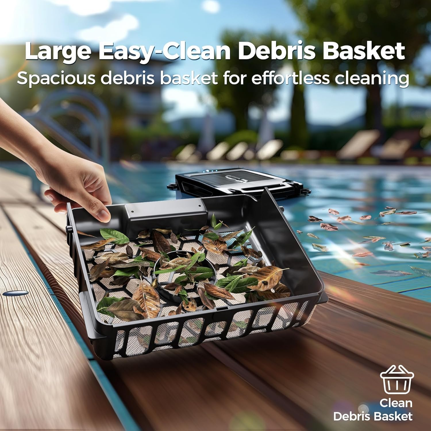 Solar Powered Pool Skimmer Robot Cleaner, Automatic Solar Pool Skimmer Robot Pool Cleaner Robot Pool Robot Pool Net Skimmer with Basket Automatic Obstacle Avoidance Dual Charging Options image number 4