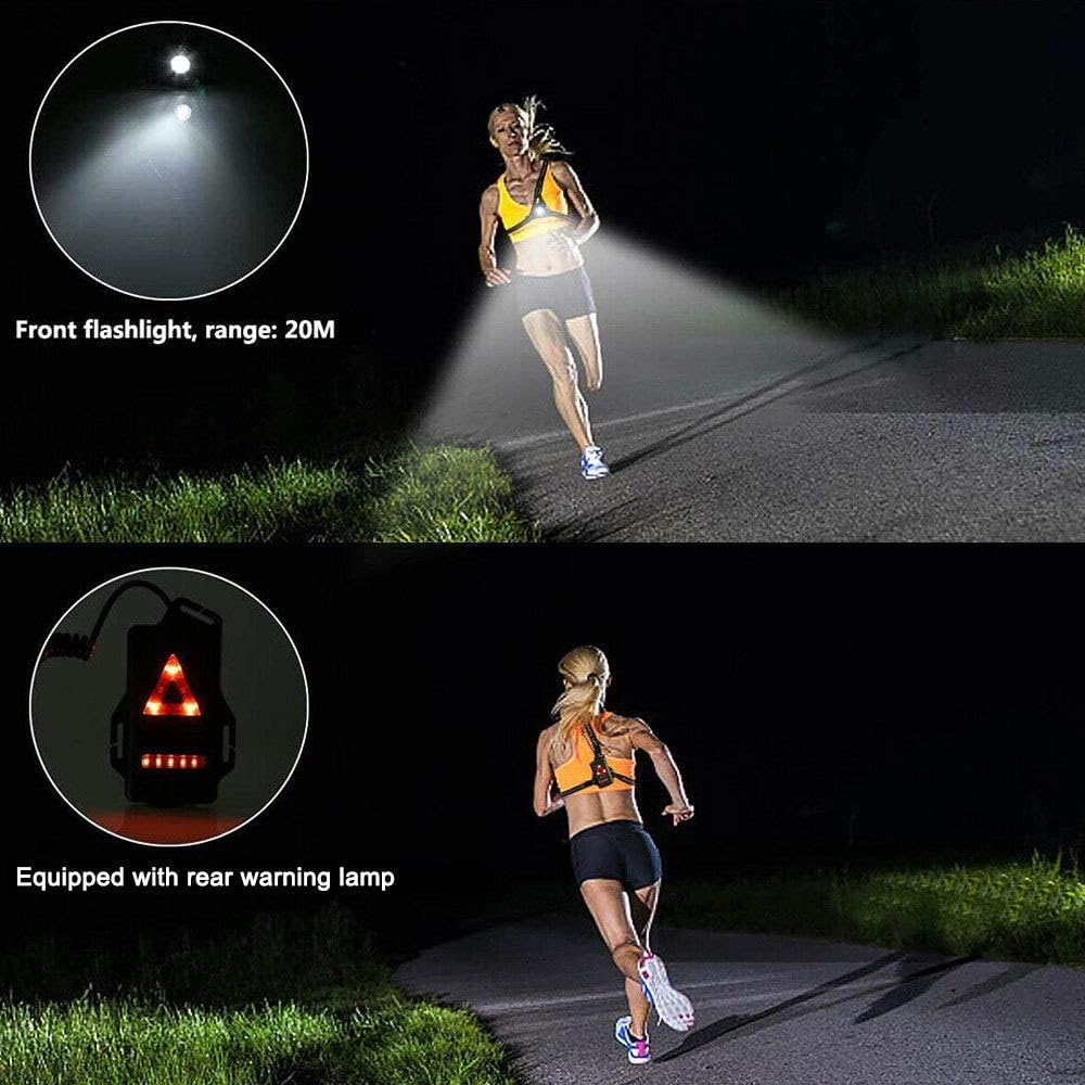 Night Running Lights, USB Rechargeable Chest Light with 3Models,Waterproof Ultra Bright Safety Warning Lamp with Reflective Straps for Runners Joggers Camping Hiking image number 6