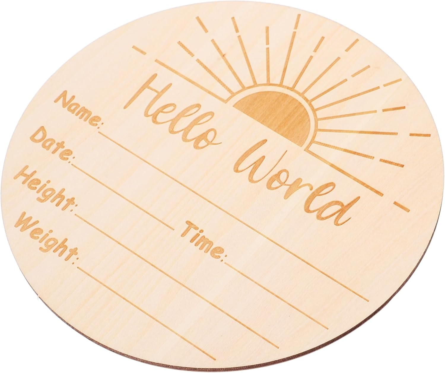 Birth Announcement Sign round Shaped Newborn Name Plaque for Hospital Photos Unique Milestone Keepsake Decor Safe Natural Wood image number 6