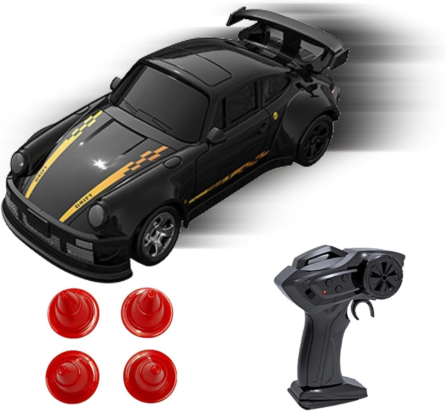 Mini 4WD Remote Control Drift Car,1:64 Hand Racing Car,2.4G Stepless Speed Remote Control Car,Simulation Front and Rear Lights,Suitable for Kids Adults Gift Toys (Black) image number 2