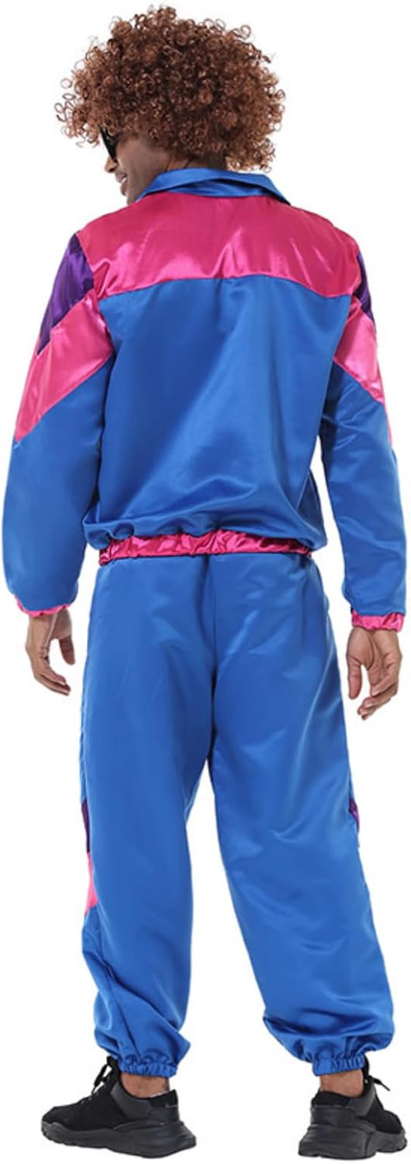 COREWO Mens 80S Tracksuit Retro Sportswear Adult Disco Tracksuits Hip Hop Sports Suit Colorblock Jacket Outfits Carnival Set image number 3