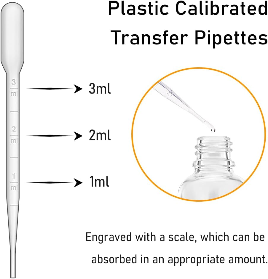 Bumobum Dropper Bottles 4Oz, 12 Pack Clear Glass Eye Dropper Bottle for Essential Oils with Labels and Funnels, Tincture Bottles with Golden Top (Unbreakable Plastic Dropper with Measurements) - Clear image number 2