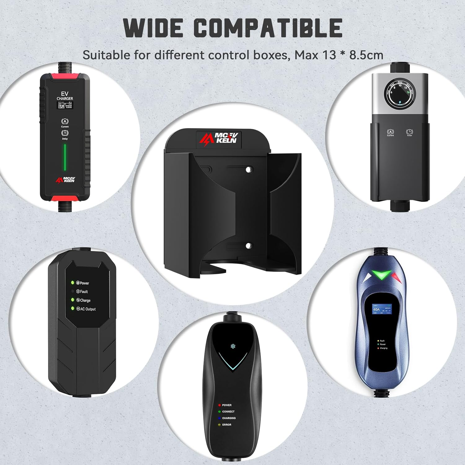 MCEVKELN Type 2 EV Charger Holder| Wall Mount EV Charging Holder, Charging Cable Organizer| Charging Station Accessories for Various Sizes, Max 13 * 9Cm image number 3