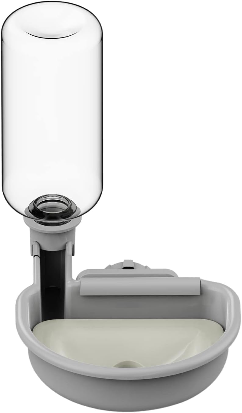 TOKAYIFE Pet Water Bottle [Grey, 480Ml] Cage Water Bottles for Rabbits, Dogs, Ferrets, Cats and Other Small Animals, Anti-Overflow Water Dispenser for Crate