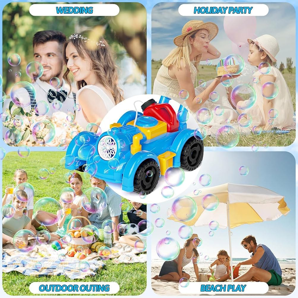 Bubble Lawn Mower with Bubble Solution, Bubble Maker Blower Outdoor Garden Toy Indoor Outdoor Push Gardening Summer Toy Gifts for Birthday Party Holiday (Blue) image number 5