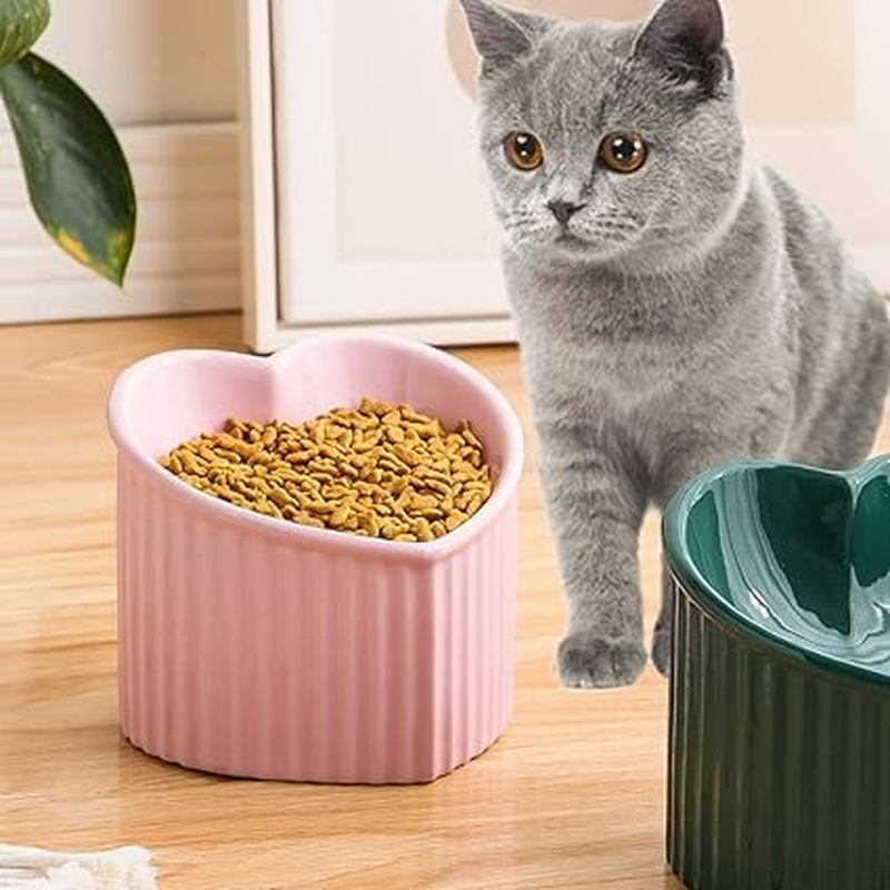 Ceramic Raised Cat Bowls, Tilted Elevated Food or Water Bowls, Stress Free, Backflow Prevention, Dishwasher and Microwave Safe, Lead & Cadmium Free (Pink) image number 3