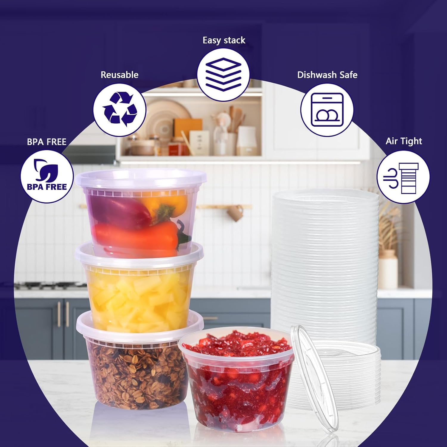 240-Pack 16 Oz Meal Prep Containers with Lids - Premium Quality,Leakproof,And Stackable - Designed for Large-Scale Meal Prep,Food Service Businesses, and Bulk Storage Needs - Bpa-Free and Freezer Safe image number 5