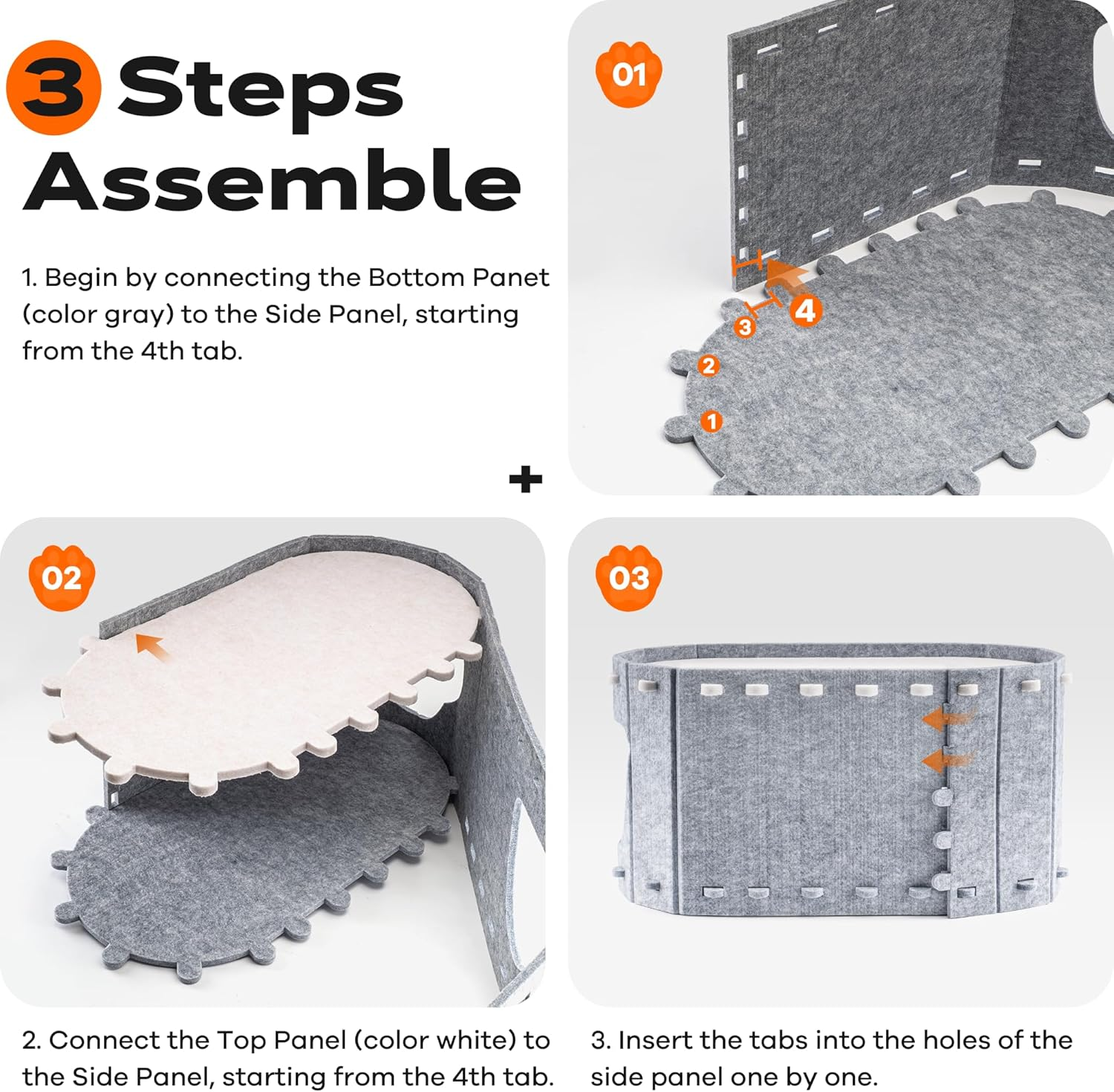 Cat Bed for Indoor Cats, Foldable Felt Cat Cave, Cat Tunnel Enclosed Bed Cat House for Large & Multiple Pet Cats up to 10 Kg, Scratch Resistant Cat Condo, Cat Hideaway image number 6