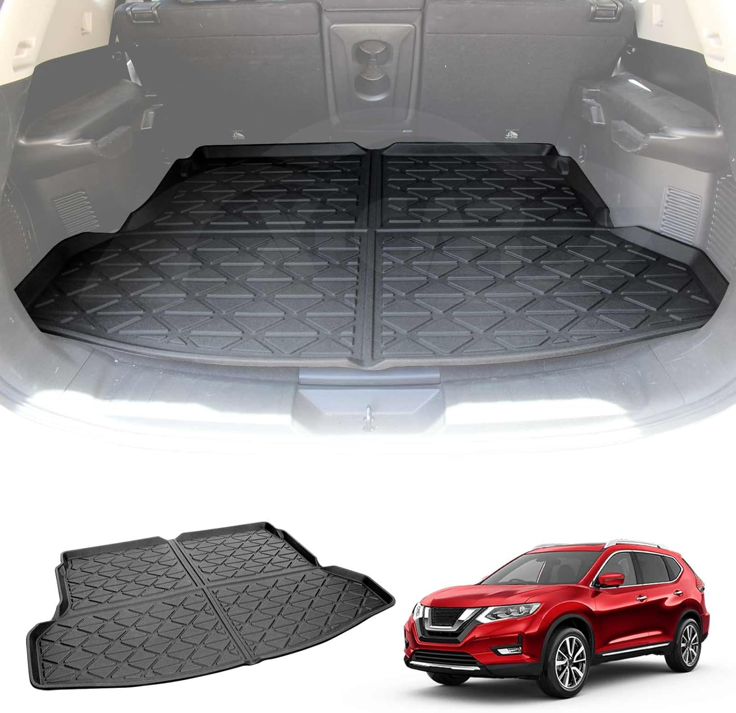 X-CAR Boot Liner Cargo Tray Trunk Floor Rubber Mat Compatible with Nissan X-Trail Xtrail 2013 2014 2015 2016 2017 2018 2019 2020 2021 2022 image number 4