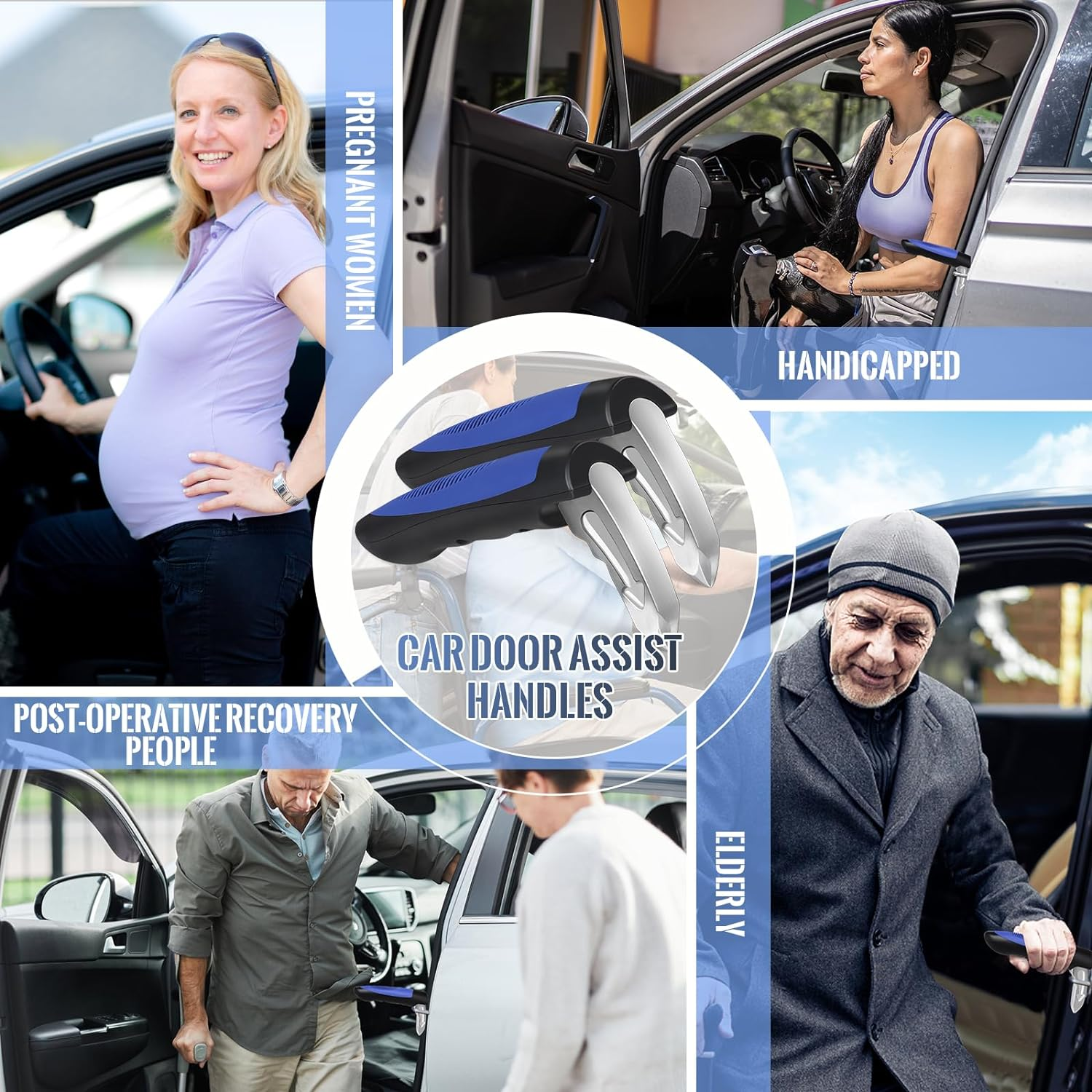 2Pcs Car Door Assist Handle,Portable Multifunction Vehicle Support Handle for Elderly,Window Breaker,Car Emergency Tool image number 5