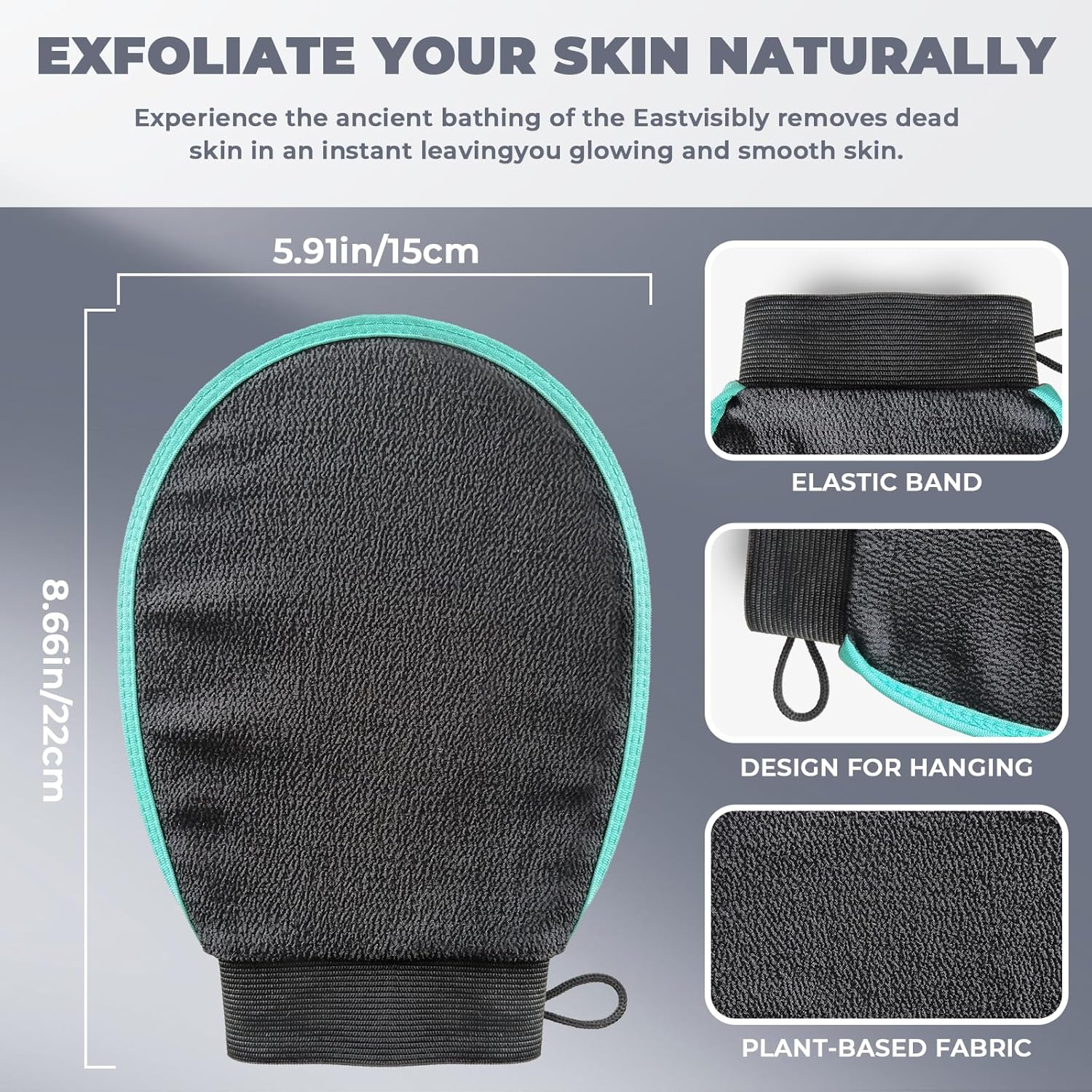 Exfoliating Gloves (2-Pack), Removes Dead Skin, Deeply Cleanses Pores, Promotes Blood Circulation, Improves Skin Tone, and Smooths Skin. Suitable for Showering and Bathing, Unisex. image number 6