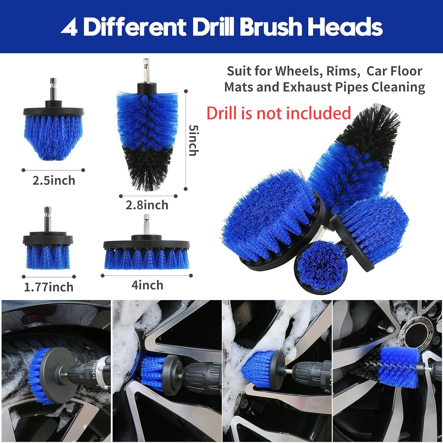 Qydipclin 45Pcs Car Detailing Kit, Car Detailing Brush Set, Car Wash Cleaning Kit, Car Detailing Brushes, Professional Car Care Kit for Interior Exterior Wheels, Blue image number 2