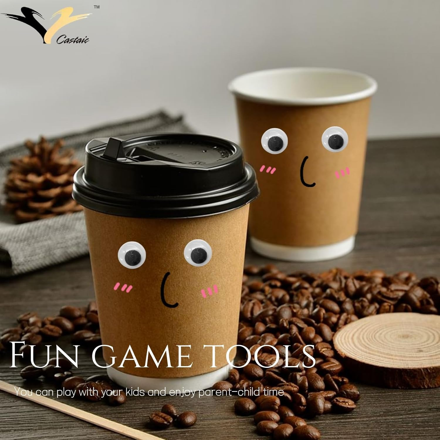 Castaic 500 Pieces 5Mm -15Mm DIY Googly Eyes with Adhesive Back, Moveable Black Eye Wiggly Craft for Kids and Holiday Decorations (500 PCS) image number 4