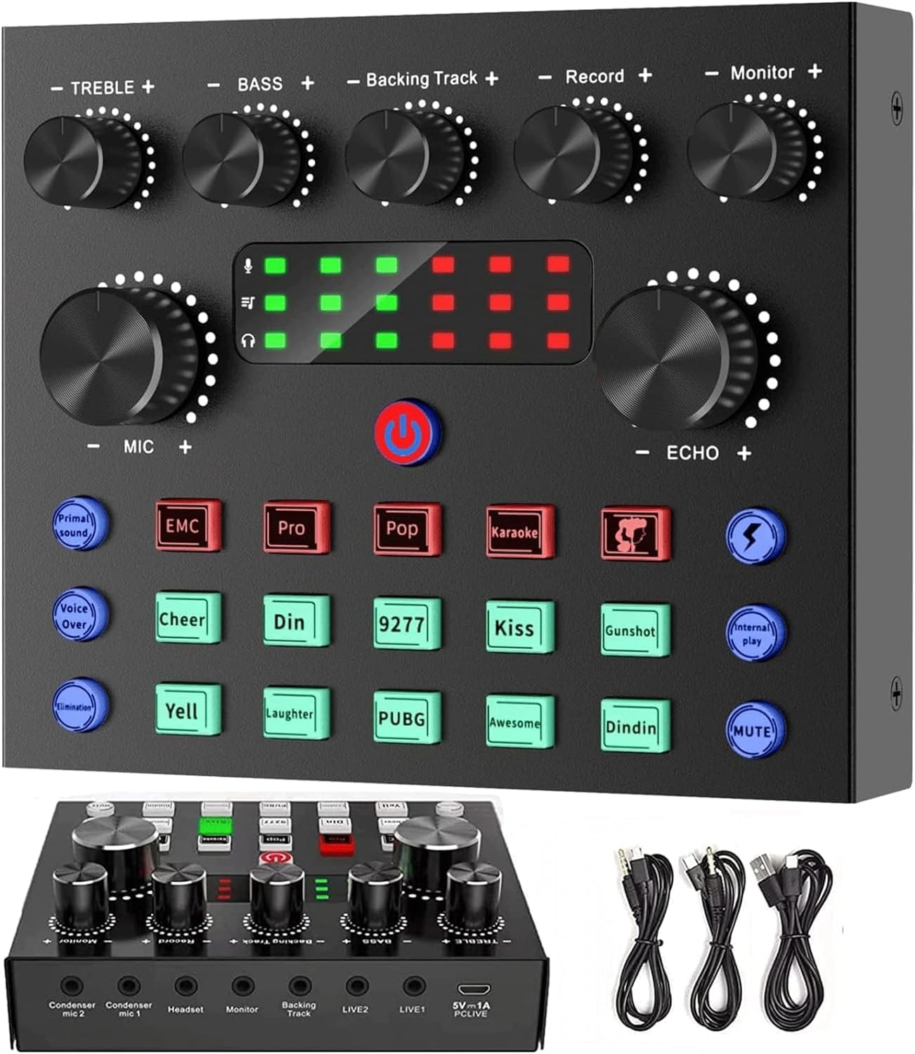 V8S Professional Audio Mixer,Sound Card Mixer,Portable Audio Mixer,Voice Changer Device for Singing/Pc Video Chat/Live Streaming/Broadcast/Karaoke image number 3