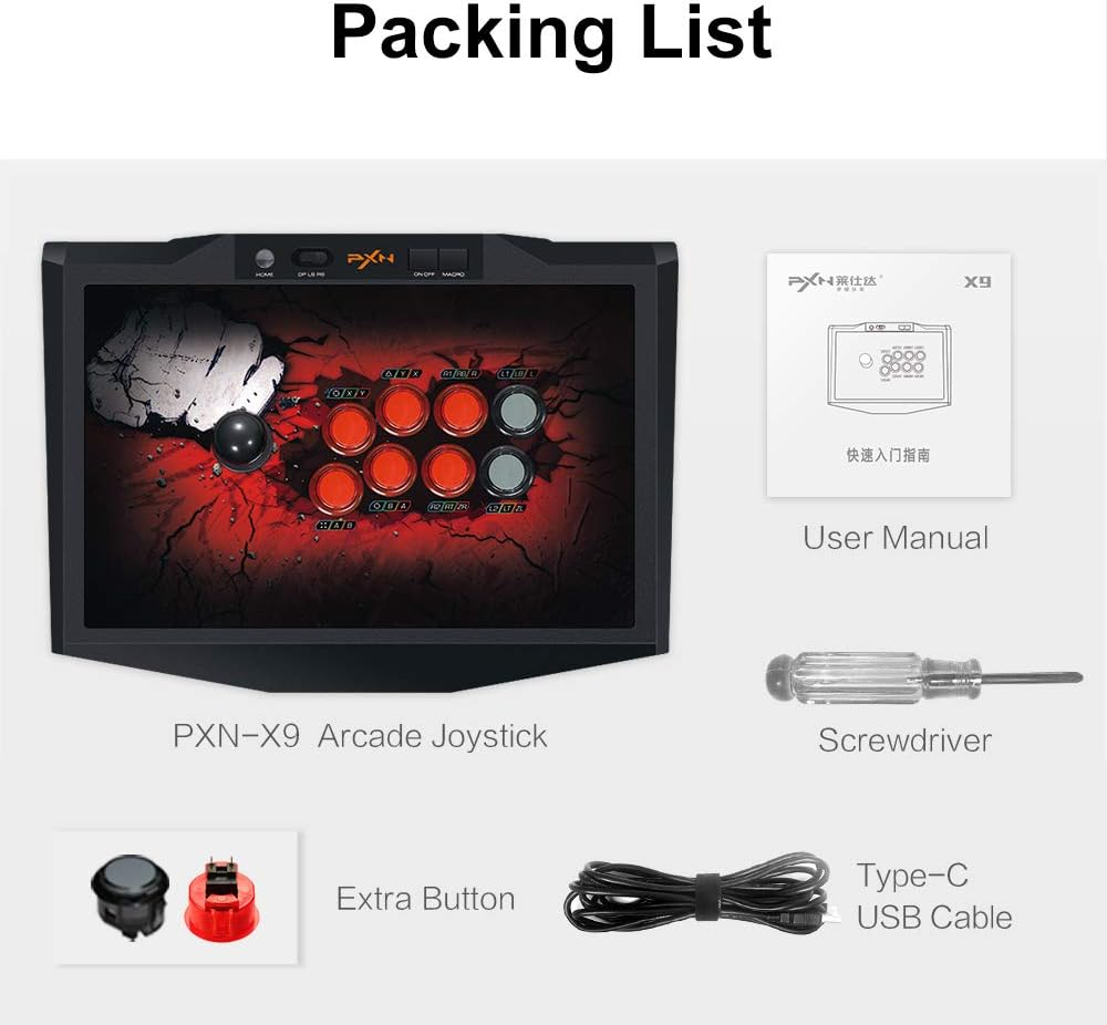 PXN X9 Pro Arcade Stick with Responsive Joystick and Durable Buttons for Smooth Gameplay Featuring Turbo Function and Multi Platform Support for PS4 PS3 Xbox One Xbox 360 Switch and PC image number 2