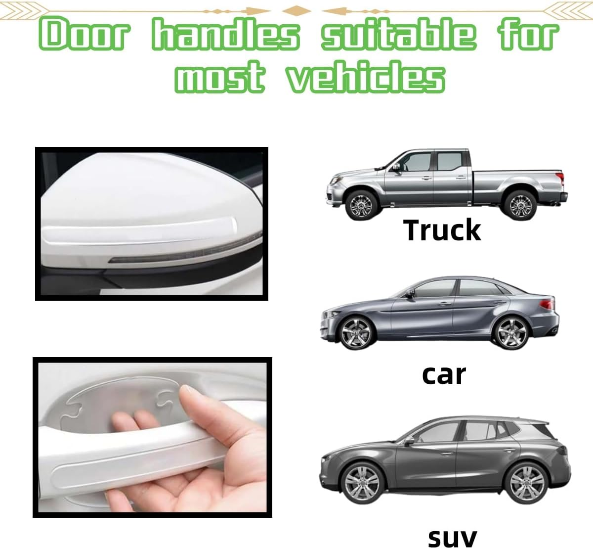 8 Pieces Transparent Door Handle Protection Sticker Set,Anti-Scratch Cup Coating, Universal Design, Paint and Bowl Protection, Car Protector Invisible Film