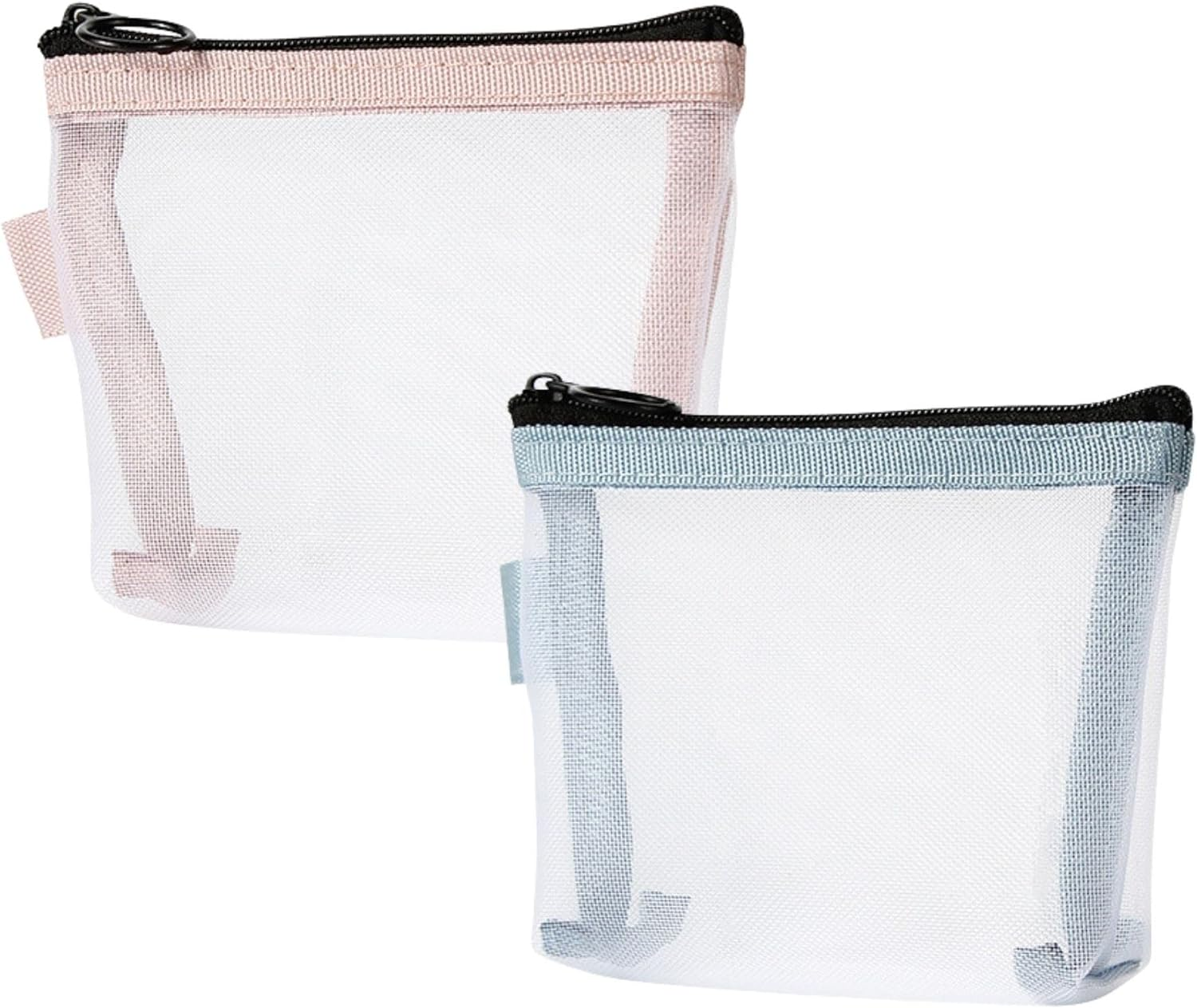 2PCS Mini Makeup Bags, Zipper Mesh, Portable Small Makeup Pouch, Mini Storage Bag for Coin, Lipstick, Jewelry