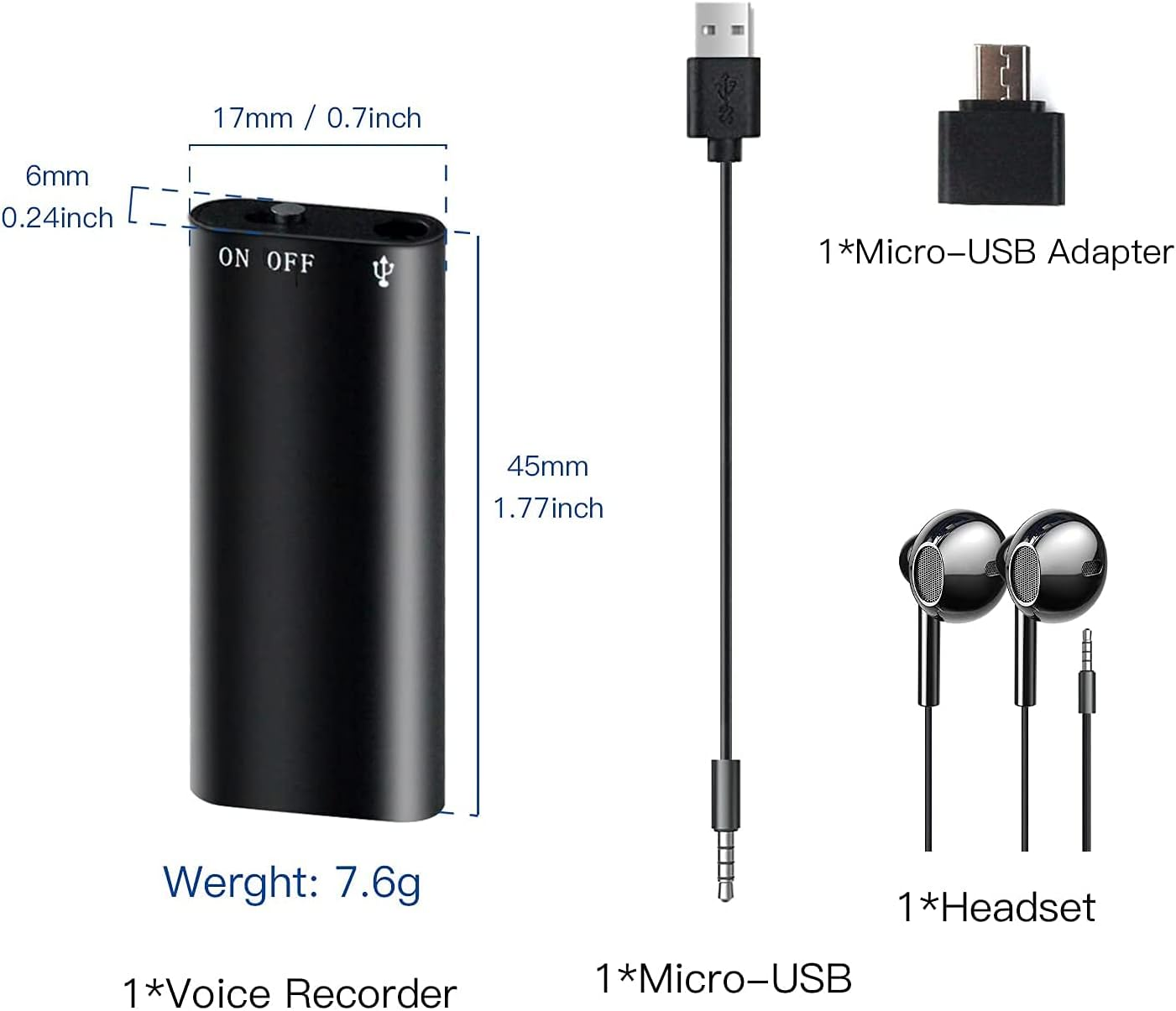 Voice Recorder, Mini Voice Activated Recorder, 4GB/8GB/16GB/32GB Super Long 800 Hours Recording Capacity, 365 Standby Battery, Audio Sound Recording Continuous Listening Device (Q2-8GB)