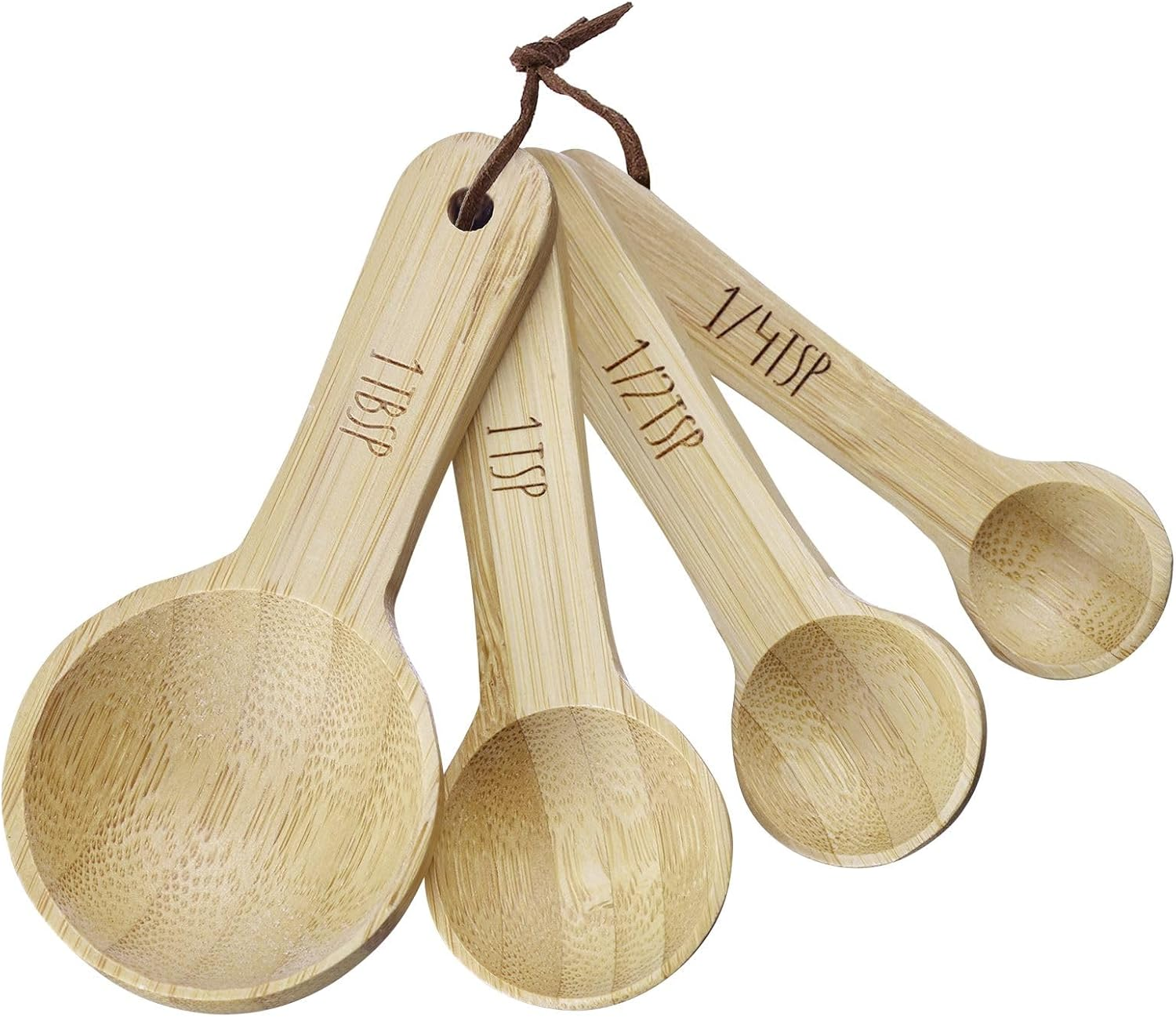 Westmark Woody Measuring Spoons Set - 4 Premium Measuring Spoons with Lettering, Ideal for Dry Ingredients and Spices, 1, 1/2 and 1/4 Teaspoon plus 1 Tbsp - Bamboo, Set of 4