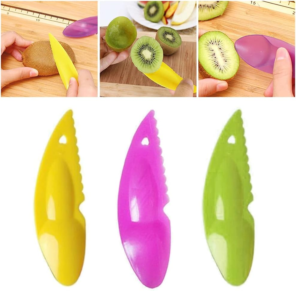 5X Fruit Gadget Kiwi Melon Dig Spoon Scoop Plastic Fruit Knife Slicer Peeler Cutter image number 6