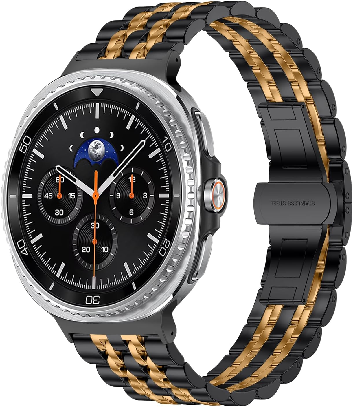 Hinnwer Strap for Samsung Galaxy Watch 8 40 Mm 44 Mm/8 Classic 46 Mm, Replacement Wristbands Stainless Steel Metal Replacement Bracelets Adjustable Bracelet for Samsung Galaxy Watch 8 Classic 46 Mm