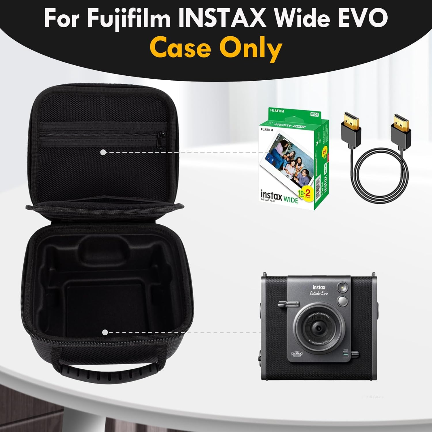 VOVMOEYA Fujifilm Wide Evo Case with Adjustable Shoulder Strap, Eva Hard Carrying Case, Camera Bag, Perfect Fit image number 5