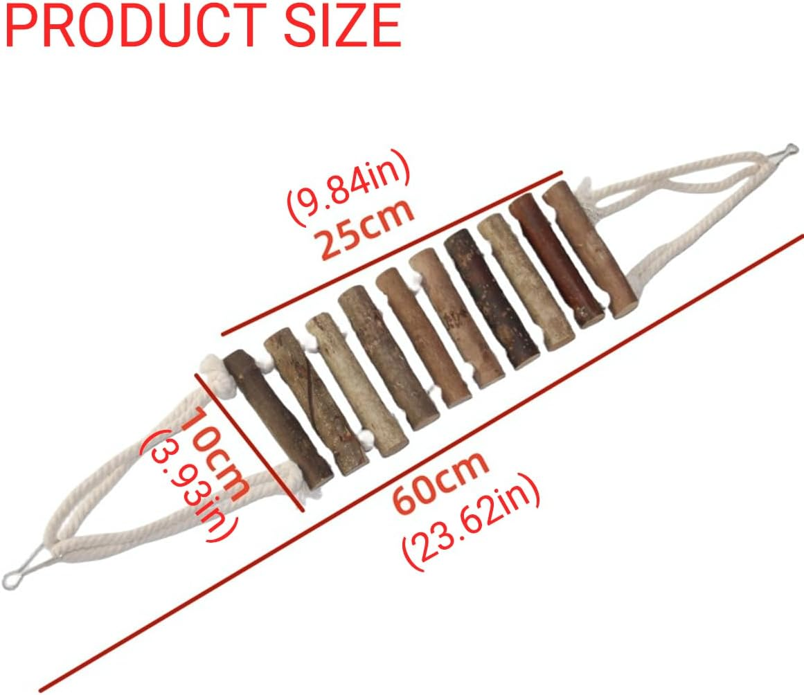 AIMALL 2 Pack Wooden Parrot Ladders &ndash; 9.84&times;3.93In Natural Wood Suspension Bridge Toys for Budgerigars, Cockatiels, Small and Medium Birds Climbing Activity image number 5