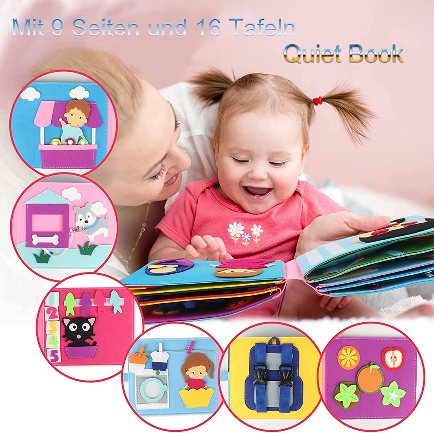 Quiet Book for Kids-3D Busy Book Felt Board for Toddlers 16 Themes Preschool Daily Life Storytelling Early Learning Interactive Play Kit Learning Sensory Story Book Life Skill Education&Identify image number 3