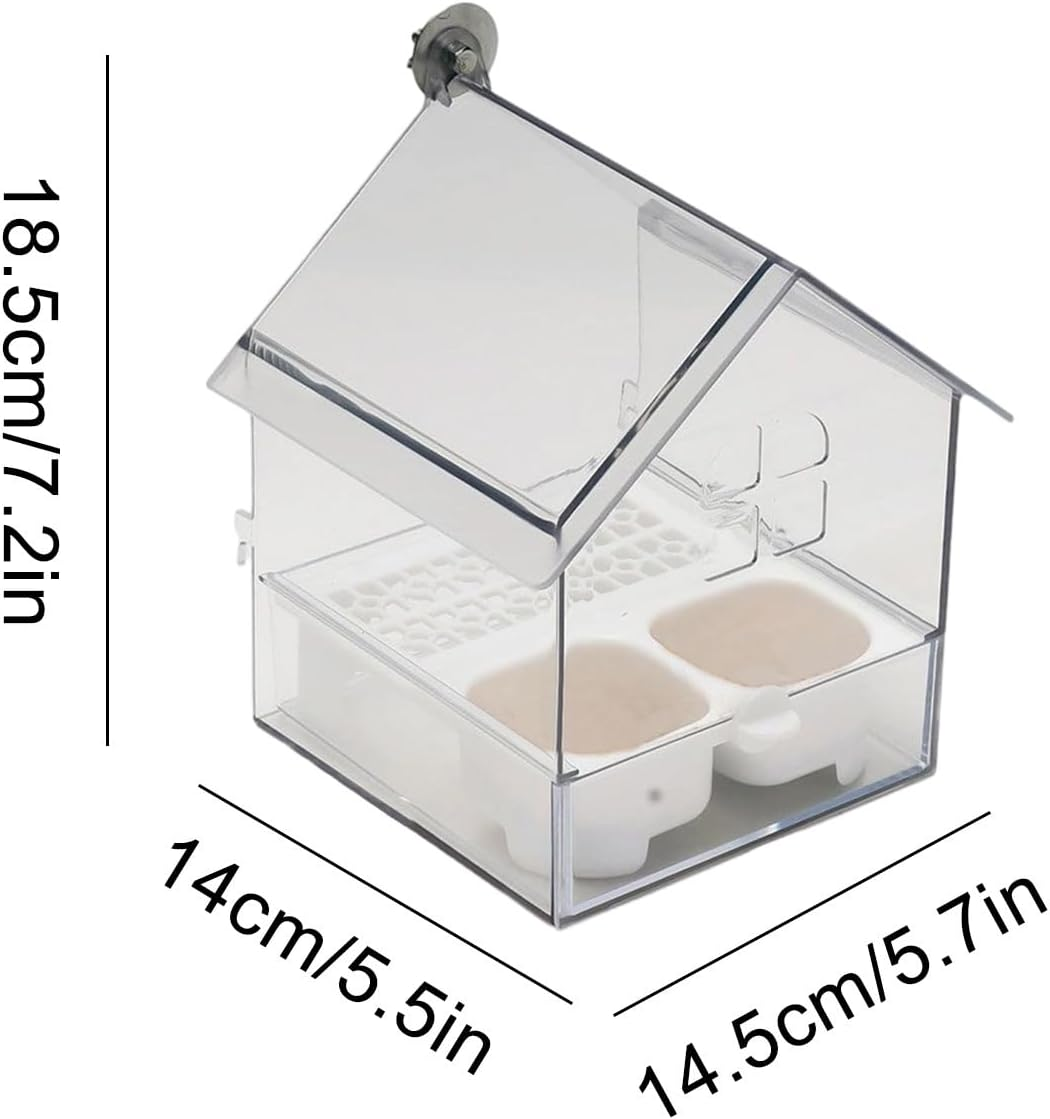 Pull-Out External Parrot Feeder, Hanging Bird Feeder for Cage, Transparent Bird Cage Water Feeders, Easy to Fill & Clean - White image number 5