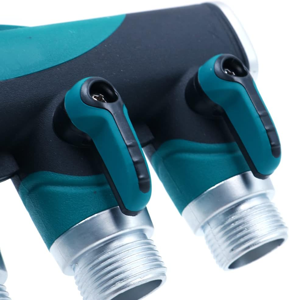 4 Way Hose Splitter: Metal & ABS Plastic with Rubber Grip, 4 Independent Switches, 1/4' Quick Connectors image number 4
