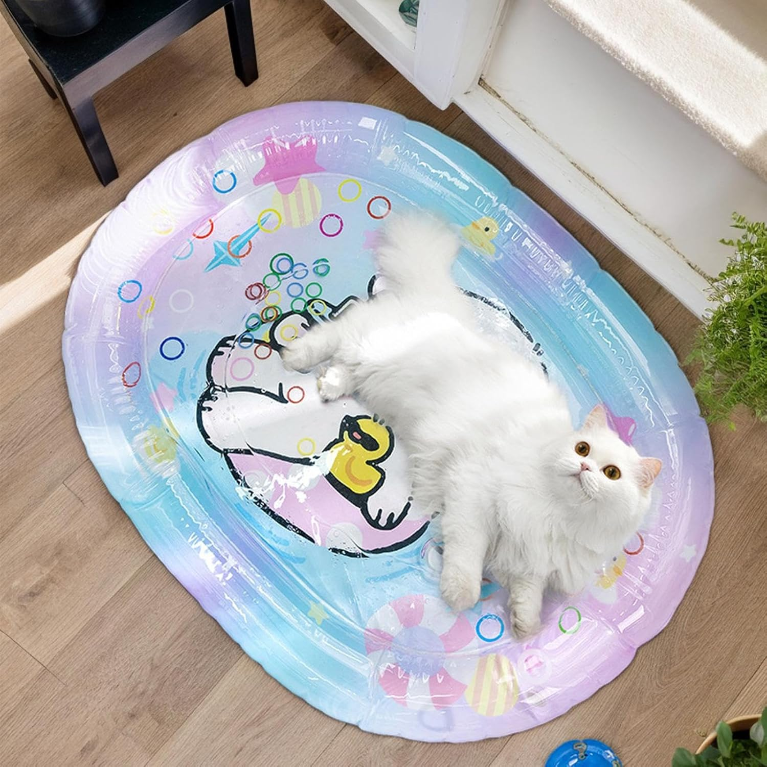 Moreeulsi Cat Water Play Mat,Cooling Pad for Cats with Air Pump | Anti-Scratch Water Sensory Pad for Relaxation Entertainment Outdoor Cooling Floor Home image number 2