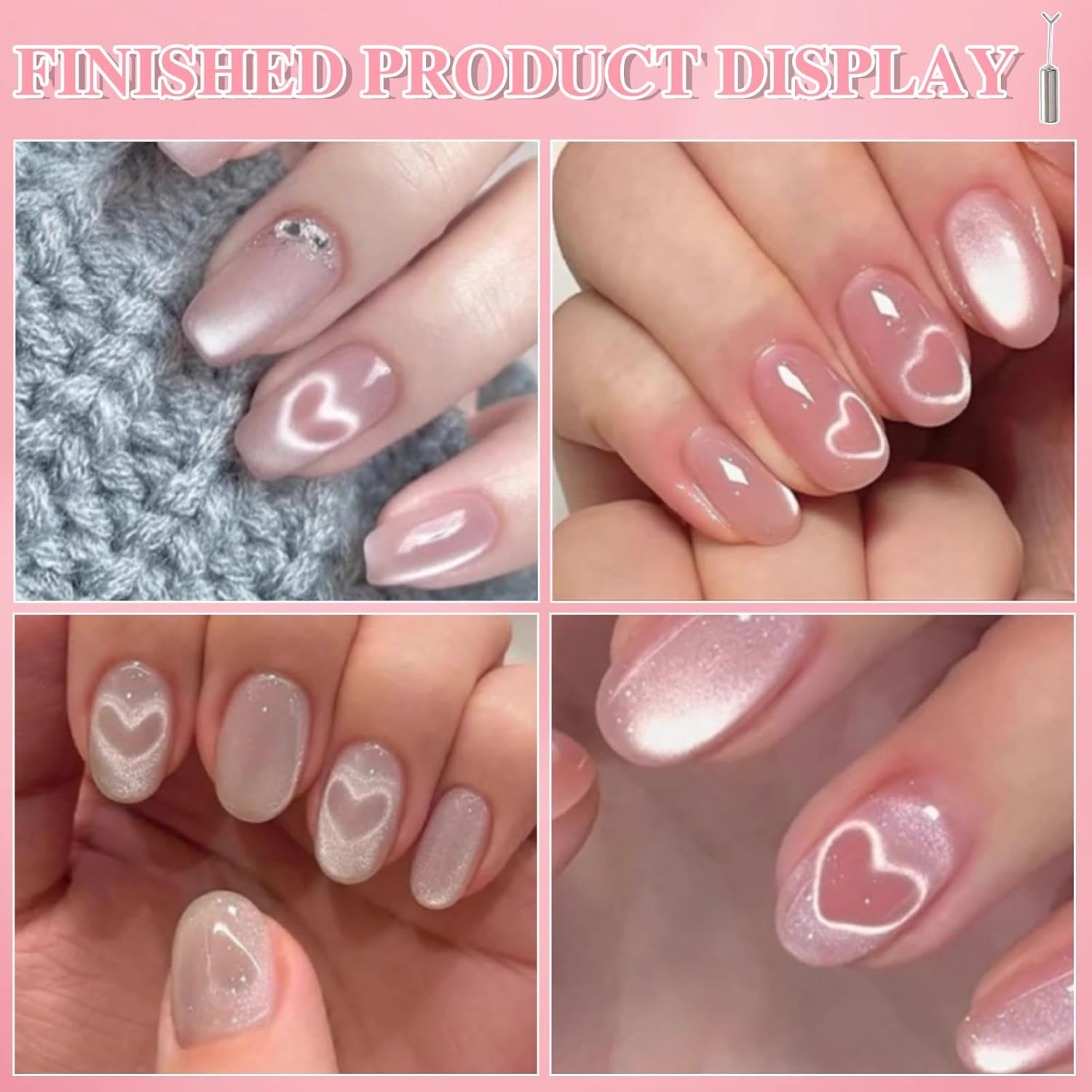 Y-Shaped Cat Eye Magnet for Heart Nail Design, Professional 2-In-1 Set with Metal Guide Plate, Compatible with All Magnetic Nail Polishes, Salon Quality for DIY Manicure at Home (*1)