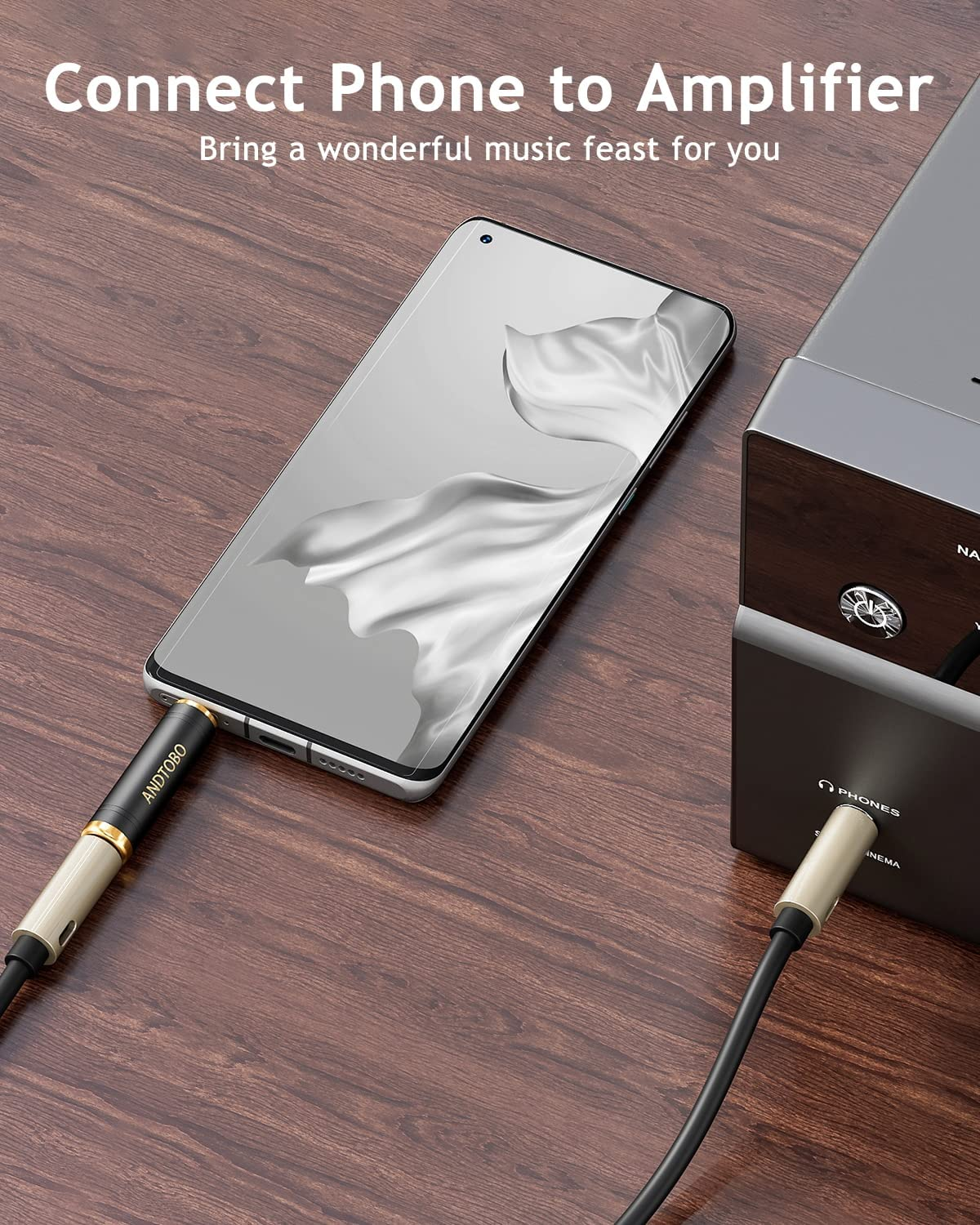 ANDTOBO 1/4'' to 3.5Mm Stereo Pure Copper Headphone Adapter, 3.5Mm(1/8'') Plug Male to 6.35Mm (1/4'') Jack Female Stereo Adapter for Headphone, Amp Adapte, Black 2-Pack image number 6