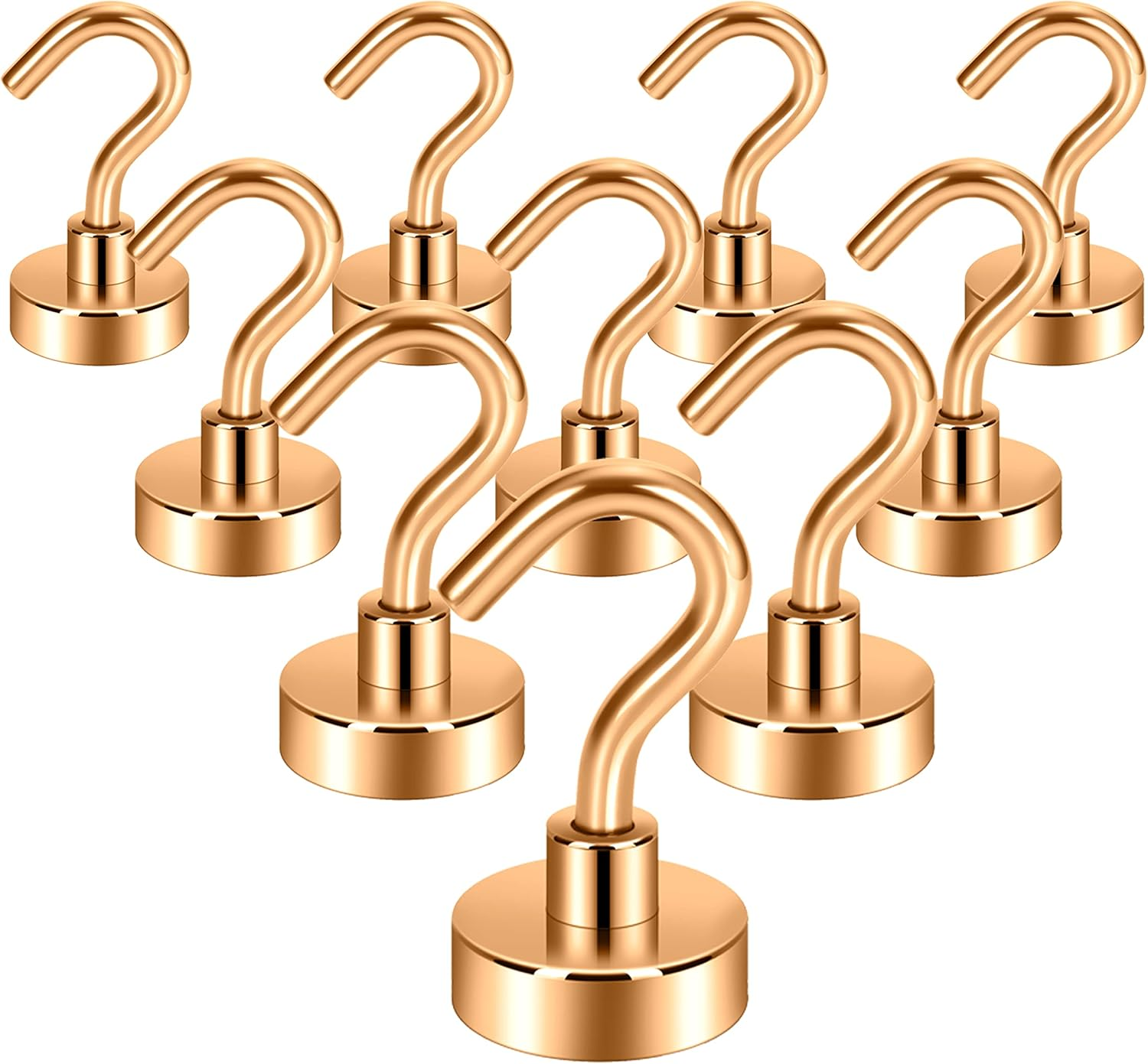 Neosmuk Magnetic Hooks, Heavy Duty Earth Magnets with Hook for Refrigerator, Extra Strong Cruise Hook for Hanging, Magnetic Hanger for Cabins, Grill (Silvery White, Pack of 10)