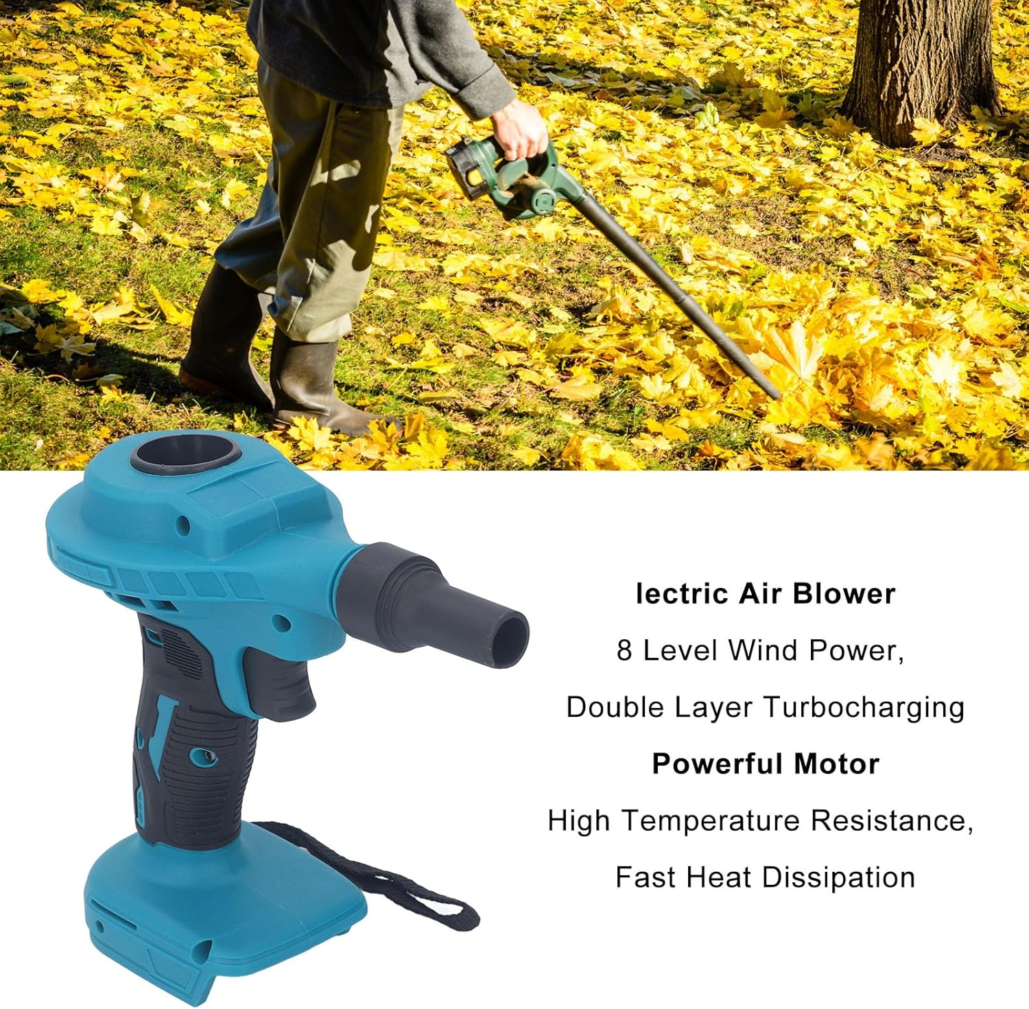 Electric Leaf Blower, Electric Air Duster Portable Air Blower with 2 Nozzles, Rechargeable Cordless Air Duster BL1830 BL1840 BL1850 BL1860 Interface, Battery Not Included image number 5