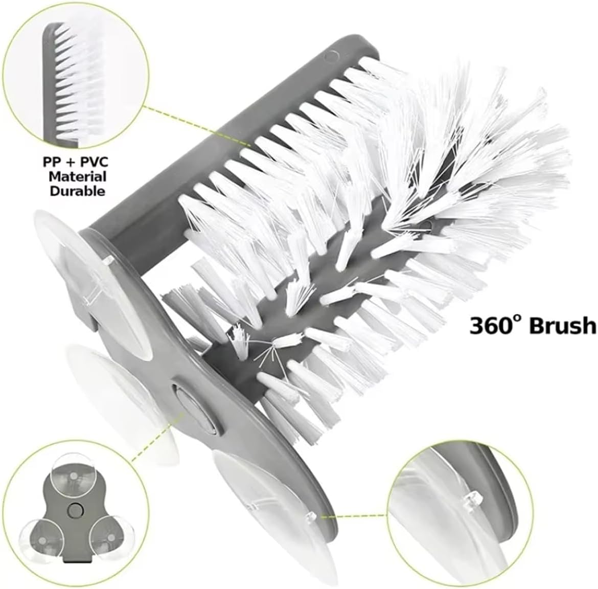 AIMALL 2 PCS Wall-Mounted Multifunctional Cup Brush, Kitchen Sink Rotating Cleaning Brush, Suction Cup Installation, 6.89X5.51 Inches image number 4