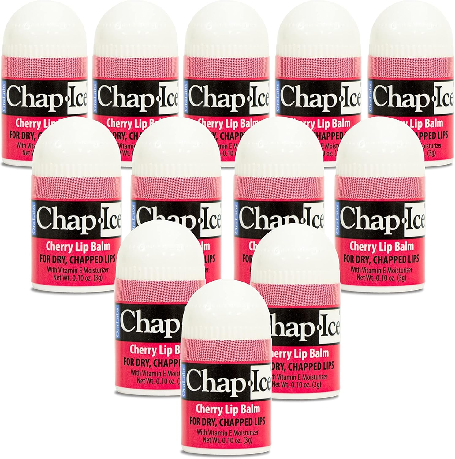 Chap-Ice 12-Count Mini Kiwi Lime Lip Balms Fortified with Vitamin E for Dry, Cracked Lips | Made in USA | 0.10Oz/3G Each image number 1